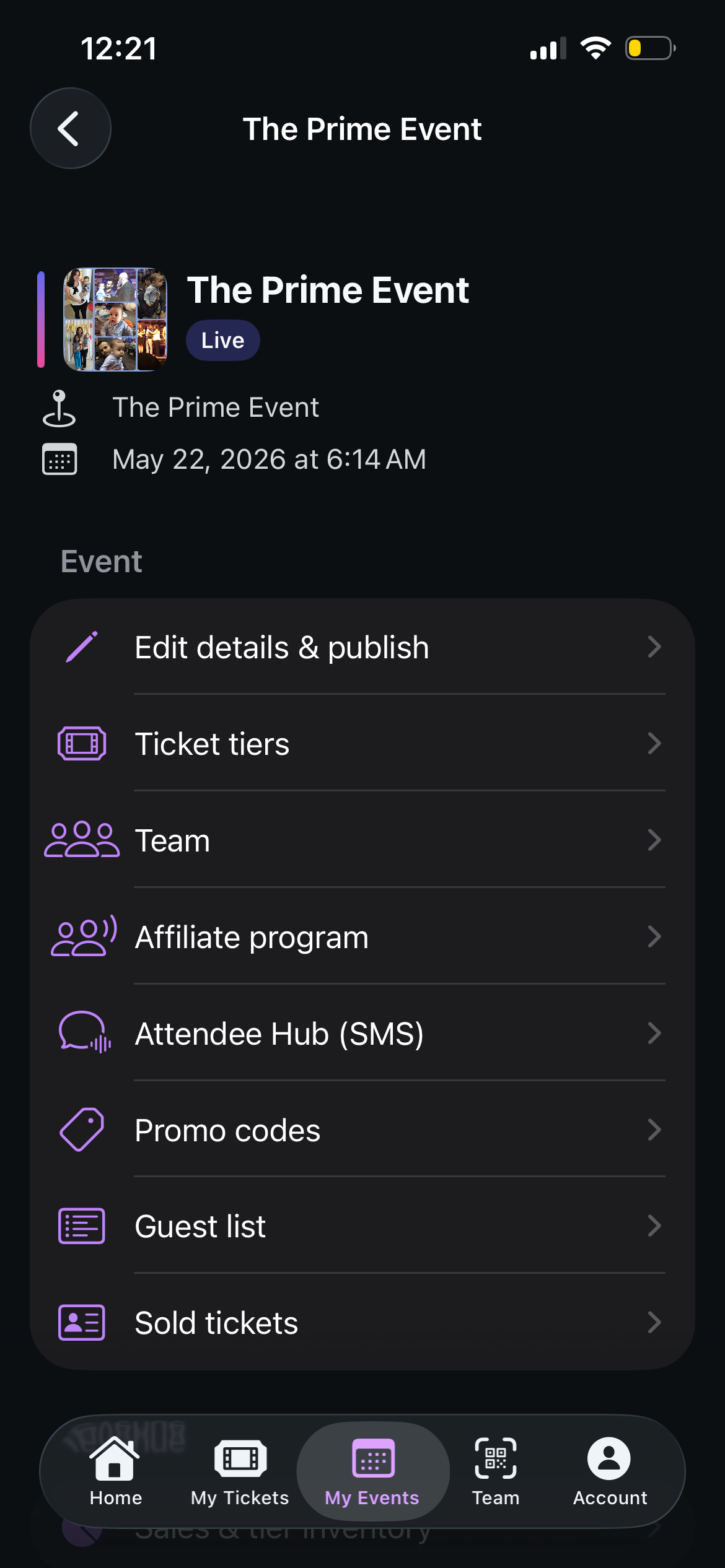 Ticket Fuze iOS app — editing event details on iPhone